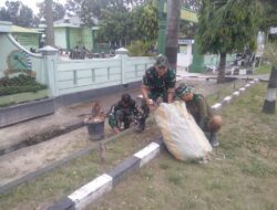 Bersih Bersih di Makodim 1420/Sidrap, Pasiter: Kebersihan cerminan dari Disiplin Kerja.