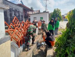 Koramil 1420-06/Panca Rijang bersama staf desa Kulo Gelar Karya Bhakti.