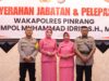 *Upacara Penyerahan Jabatan dan Pelepasan Waka Polres Pinrang Berlangsung Khidmat*    Pinrang 13 Nesw : Polres Pinrang menggelar upacara penyerahan jabatan dan pelepasan Wakil Kepala Kepolisian Resor (Waka Polres) Pinrang, KOMPOL Muhammad Idris, S.H., M.H.   Upacara ini dipimpin langsung oleh Kapolres Pinrang, AKBP Andiko Wicaksono, S.I.K yang dilaksanakan di Aula Wicaksana Laghawa Polres Pinrang, Jumat (31/01/2025) Pagi.  Dalam rangkaian upacara, dilakukan prosesi pelepasan tanda jabatan, penandatanganan berita acara serah terima jabatan, serta laporan dari pejabat yang menyerahkan jabatan. Setelah seluruh rangkaian kegiatan selesai, acara ditutup dengan pembacaan doa dan penghormatan kepada Inspektur Upacara.  Pergantian ini dilakukan seiring dengan masa purna tugas KOMPOL Muhammad Idris, S.H., M.H., yang secara resmi memasuki masa pensiun mulai 1 Februari 2025.  Dengan berakhirnya masa jabatannya, diharapkan dedikasi serta pengabdian yang telah diberikan dapat menjadi teladan bagi seluruh personel Polres Pinrang dalam menjalankan tugas kepolisian ke depan.(*)