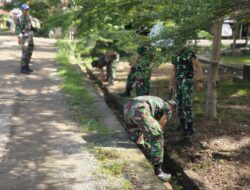 Wujudkan Lingkungan Sehat, Personil Kodim 1420/Sidrap Lakukan Pembersihan Pangkalan