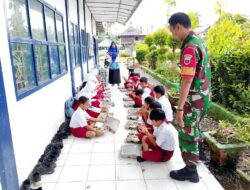 Kodim 1420 Sidrap Melalui Koramil 05 Duapitue Tunjukkan Kepedulian, Kawal Program Makan Bergizi Gratis di SD UPT Negeri 10 Tanrutedong