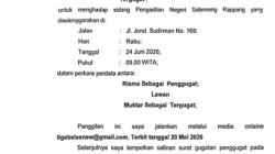 PANGGILAN UMUM: MUKTAR DIPANGGIL PENGADILAN NEGERI SIDENRENG RAPPANG