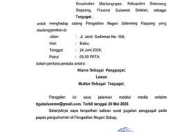 PANGGILAN UMUM: MUKTAR DIPANGGIL PENGADILAN NEGERI SIDENRENG RAPPANG