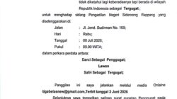 Pengadilan Negeri Sidrap Lakukan Panggilan Umum Melalui Media Online terhadap Tergugat Safri dalam Perkara Perdata