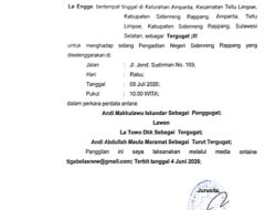 La Engge Sebagai Tergugat III Dipanggil Hadir Sidang Perdata Nomor 24/Pdt.G/2026/PN Sdr 