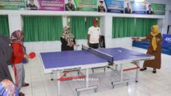 Wabup Nurkanaah Tinjau Venue Tenis Meja Porsenijar PGRI Sulsel, Coba Fasilitas Bersama Atlet Sidrap
