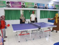 Wabup Nurkanaah Tinjau Venue Tenis Meja Porsenijar PGRI Sulsel, Coba Fasilitas Bersama Atlet Sidrap