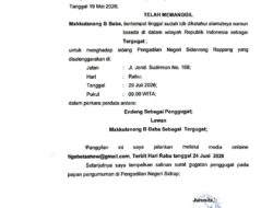 Pengadilan Negeri Sidrap Panggil Tergugat Makkutanang B Baba Melalui Media Online