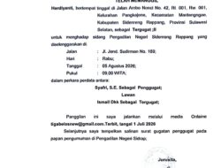PN Sidrap Lakukan Pemanggilan Umum Tergugat II Hardiyanti Melalui Media Online dalam Perkara Perdata Nomor 33/Pdt.G/2026/PN Sdr