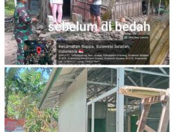 Pembangunan RTLH Di Kel Tellupanua Oleh Satgas TMMD Ke – 129 Kodim 1404/Pinrang Kini Memasuki Tahap Pengecatan