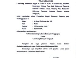 PN Sidrap Panggil Tergugat Lamatung Melalui Media Online