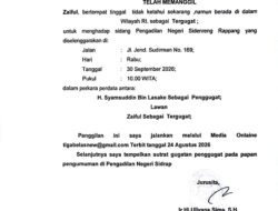 PN Sidrap Panggil Tergugat Zaiful Melalui Media Online dalam Perkara Perdata