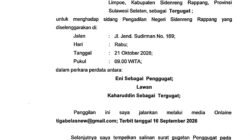 Pengadilan Negeri Sidrap Panggil Kaharuddin dalam Perkara Perdata Nomor 53/Pdt.G/2026/PN Sdr