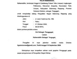 Pengadilan Negeri Sidrap Panggil Kaharuddin dalam Perkara Perdata Nomor 53/Pdt.G/2026/PN Sdr