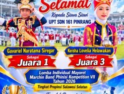 “SPEKTAKULER” UPT SDN 161Pinrang Sabet Juara Lomba Mayoret Tingkat Provinsi Sulawesi Selatan  2026